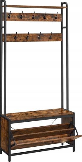 Picture of Vasagle Wieszak na ubrania z szafk na buty, wieszak na ubrania z awk, wieszak na ubrania, szafka na buty, 9 haczyków, górna póka, do