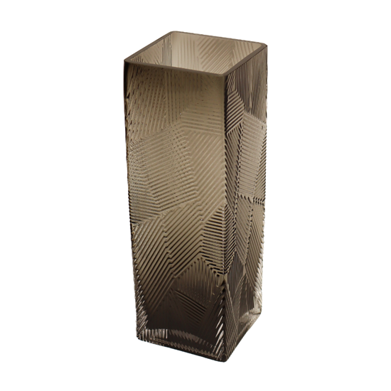 Изображение Vāze stikla ar rakstu 10x30cm, dūmakaini pelēka