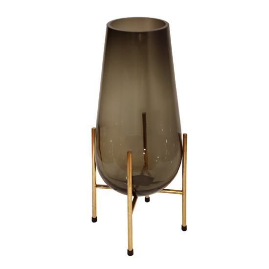 Изображение Vāze stikla uz statīva 10x30cm, dūmakaini pelēka