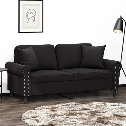 Picture of vidaXL 2-osobowa sofa z poduszkami, czarna, 140 cm, aksamit