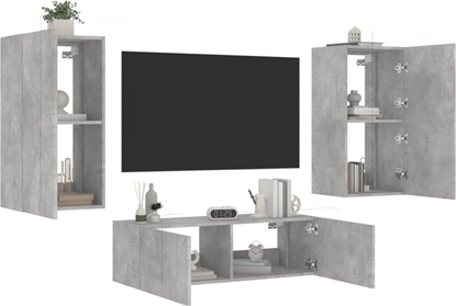Picture of vidaXL 3-cz. zestaw mebli TV z owietleniem LED, szaro betonu