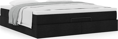 Picture of vidaXL Rama óka otomana z materacem, czarna, 180x200 cm, tkanina