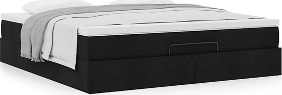 Picture of vidaXL Rama óka otomana z materacem, czarna, 180x200 cm, tkanina