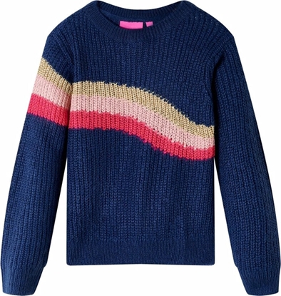 Attēls no vidaXL Sweter dziecicy z dzianiny, granatowy, 128