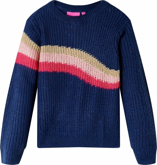 Picture of vidaXL Sweter dziecicy z dzianiny, granatowy, 128