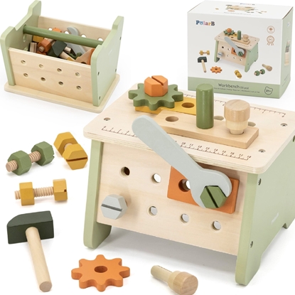 Attēls no Viga Toys VIGA PolarB Mini Warsztat 2w1 Skrzynka z Narzdziami Zestaw Drewniany