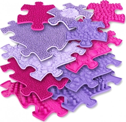 Attēls no WOOPIE Mata Sensoryczna Ortopedyczna Puzzle 11 el. - Kolor Róowy/Fioletowy