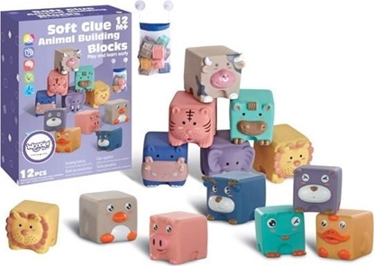 Picture of Woopie WOOPIE Klocki Sensoryczne Ukadanka do ciskania Wody Dwik Zwierztka 12 el.