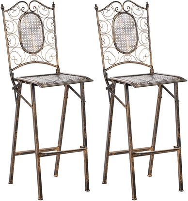 Picture of Zestaw 2 krzese barowych ogrodowych BORMIO Skadane Metal Czarny