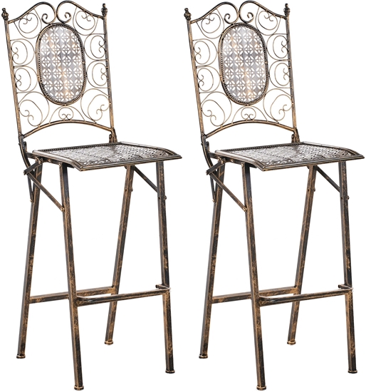 Изображение Zestaw 2 krzese barowych ogrodowych BORMIO Skadane Metal Czarny