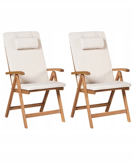 Picture of Zestaw 2 krzese ogrodowych z poduszkami JAVA PREMIUM Drewno akacjowe Jasnobeowy