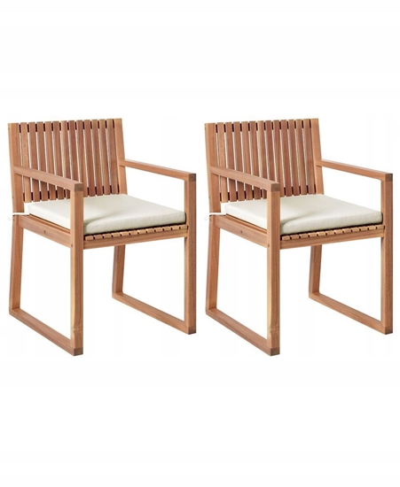Picture of Zestaw 2 krzese ogrodowych z poduszkami SASSARI PREMIUM Certyfikowane drewno akacjowe Jasnobeowy