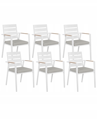 Picture of Zestaw 6 krzese ogrodowych z poduszkami TAVIANO Metal Szary