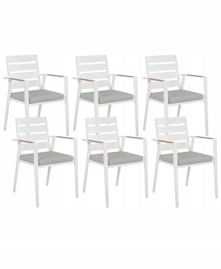 Picture of Zestaw 6 krzese ogrodowych z poduszkami TAVIANO Metal Szary