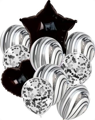Attēls no Zestaw balonów Czarna gwiazdka czarne serce 11el