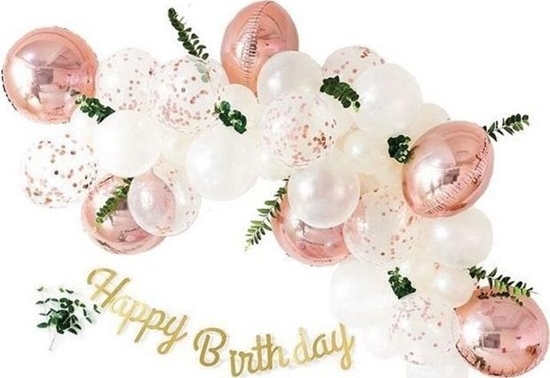 Picture of Zestaw balonów Happy Birthday róowe zoto 36el