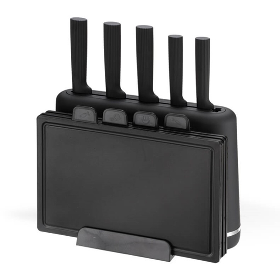 Picture of Zestaw noży + desek na podstawce MR-1412-BLACK 