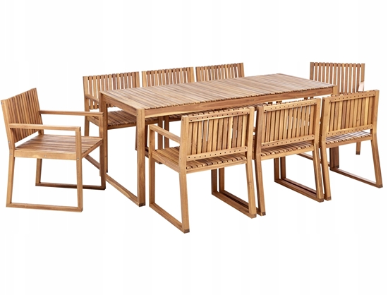 Изображение Zestaw ogrodowy dla 8 osób SASSARI II Certyfikowane drewno akacjowe Jasnobrzowy