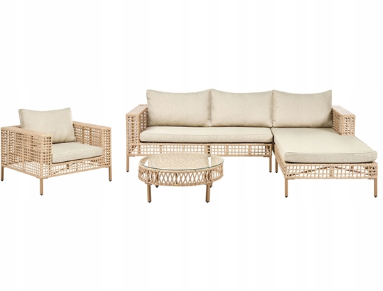 Picture of Zestaw ogrodowy ze stolikiem dla 4 osób CALASETTA Lewostronny Technorattan Beowy