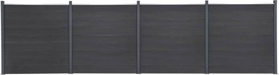 Изображение Zestaw paneli ogrodzeniowych, szary, 699x186 cm, WPC