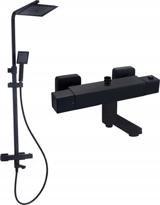 Attēls no Zestaw prysznicowy Mexen Duo komplektas su termostatu Mexen Tim black mat