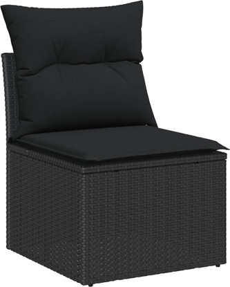 Picture of vidaXL Zestaw sof ogrodowych w 7 czciach z poduszkami Czarny Polirattan, Sofa ogrodowa 2-osobowa z miejscem do przechowywania i poduszkami Czarny Polirattan
