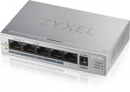 Attēls no ZYXEL GS1005-HP, 5 PORT GIGABIT POE+ UNMANAGED DESKTOP SWITCH, 4 X POE, 60 WATT (5Y WARRANTY)