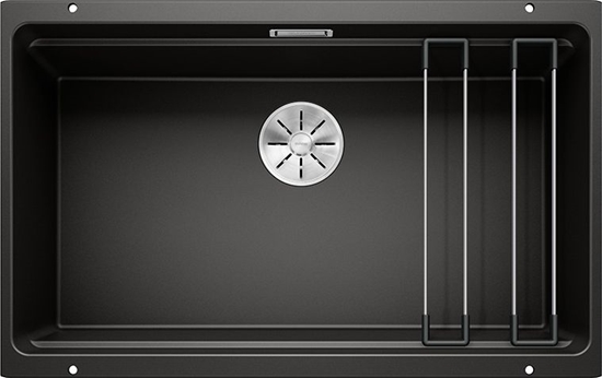 Изображение Zlewozmywak Blanco Etagon 700-U Silgranit czarny z korkiem InFino, szyny (525891)