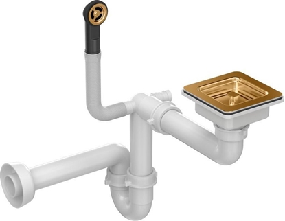 Attēls no Zlewozmywak Quadron UNIQUE Odpyw zatyczkowy KWADRATOWY z syfonem 1-komorowy PVD mied (GRANIT-pionowy), save space