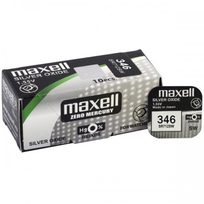 Picture of 346 baterijas 1.55V Maxell sudraba-oksīda SR712SW iepakojumā 1 gb.