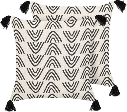 Attēls no Beliani 2 baweniane poduszki dekoracyjne w geometryczny wzór 45 x 45 cm biao-czarne MAYS!