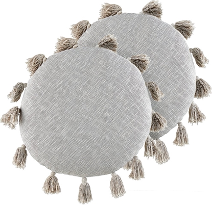 Attēls no Beliani 2 baweniane poduszki dekoracyjne z frdzlami 45 cm szare MADIA