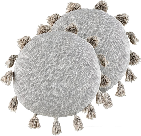 Picture of Beliani 2 baweniane poduszki dekoracyjne z frdzlami 45 cm szare MADIA