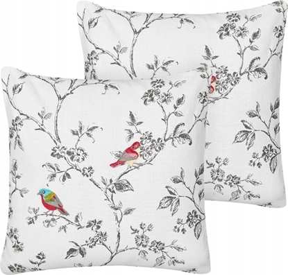 Attēls no Beliani 2 baweniane poduszki dekoracyjne z motywem ptaków 45 x 45 cm biae DILLENIA