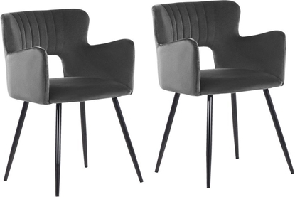 Изображение Beliani 2 krzesa do jadalni welurowe ciemnoszare SANILAC
