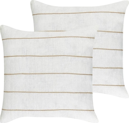 Attēls no Beliani 2 lniane poduszki dekoracyjne w paski 50 x 50 cm biao-beowe MILAS