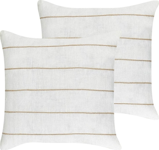 Picture of Beliani 2 lniane poduszki dekoracyjne w paski 50 x 50 cm biao-beowe MILAS