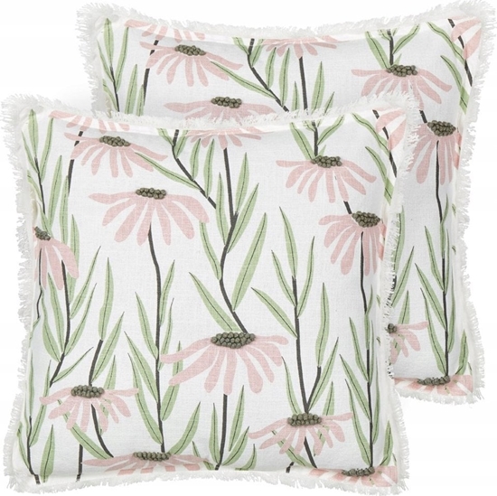 Picture of Beliani 2 poduszki dekoracyjne baweniane w kwiaty z frdzlami 45 x 45 cm wielokolorowe GYNURA