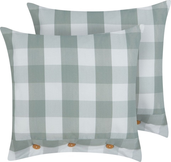 Изображение Beliani 2 poduszki dekoracyjne w krat 45 x 45 cm mitowe TAMNINE