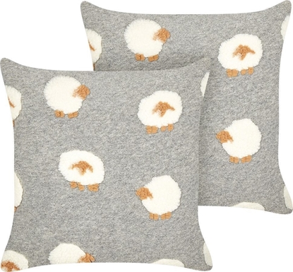 Attēls no Beliani 2 poduszki dekoracyjne w owieczki 45 x 45 cm szare EINADIA