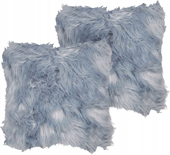 Изображение Beliani 2 poduszki dekoracyjne wochacze 42 x 42 cm niebieskie LUBHA