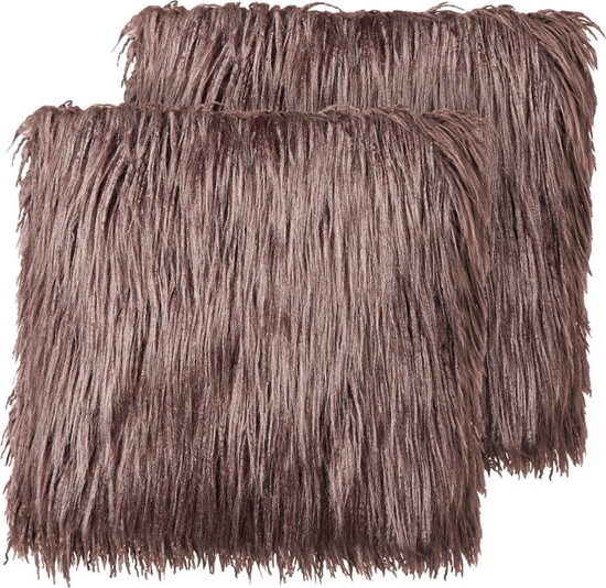 Изображение Beliani 2 poduszki dekoracyjne wochate 45 x 45 cm brzowe COROKIA