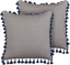 Изображение Beliani 2 poduszki dekoracyjne z frdzlami 45 x 45 cm szare CARPINUS!