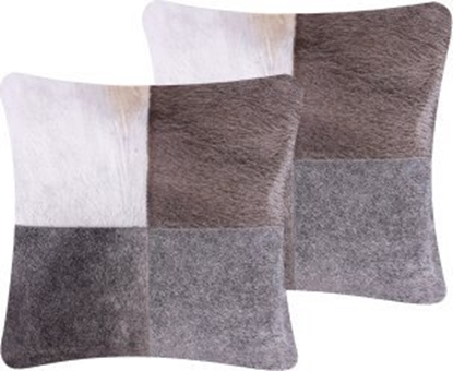 Picture of Beliani 2 skórzane poduszki dekoracyjne w aty 45 x 45 cm szare NELLAD!