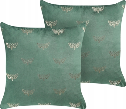 Attēls no Beliani 2 welurowe poduszki dekoracyjne w motyle 45 x 45 cm zielone YUZURI