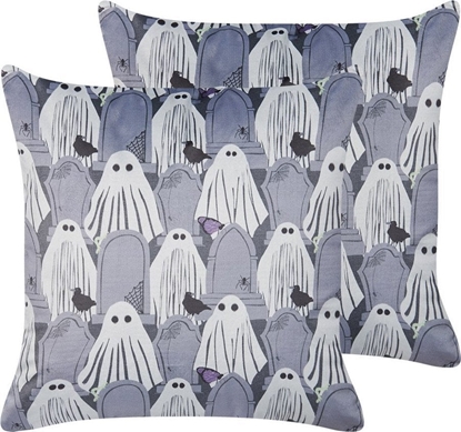 Picture of Beliani 2 Welurowe Poduszki Dekoracyjne Z Motywem W Duchy 45 X 45 Cm Szare Fanate!