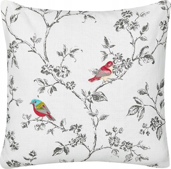 Изображение Beliani Baweniana poduszka dekoracyjna z motywem ptaków 45 x 45 cm biaa DILLENIA