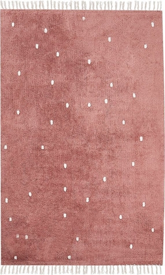 Изображение Beliani Dywan baweniany w kropki 140 x 200 cm jasnoczerwony ASTAF