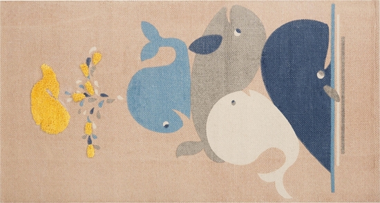 Picture of Beliani Dywan dziecicy baweniany motyw wielorybów 80 x 150 cm beowy SEAI