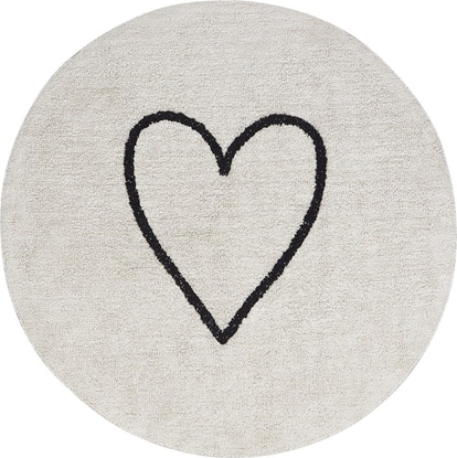Attēls no Beliani Dywan okrgy baweniany ø 140 cm beowy z czarnym HEART